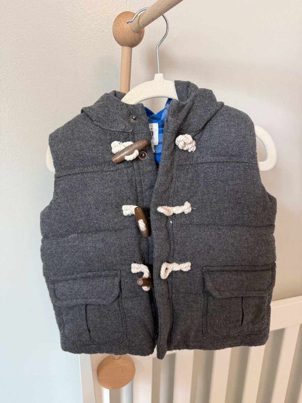 Baby Gap Charcoal Gray Hooded Toggle Vest